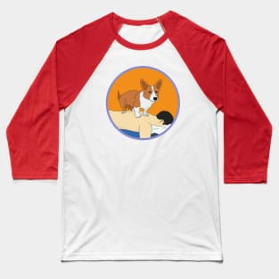 Cute Corgi giving back massage Baseball T-Shirt